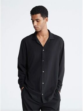 NWOT Men’s Black Calvin Klein Ck Lounge Sleep Button-Down Shirt